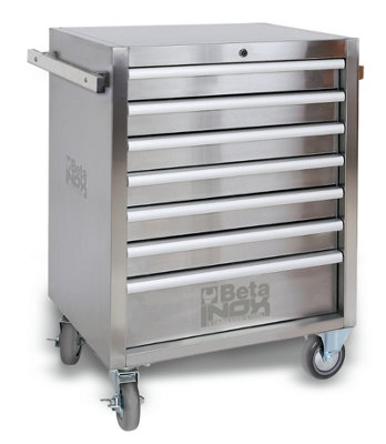 Beta Tools C04TSS 7 Silver Mobile 7-Drawer Stainless Steel Roller Cab