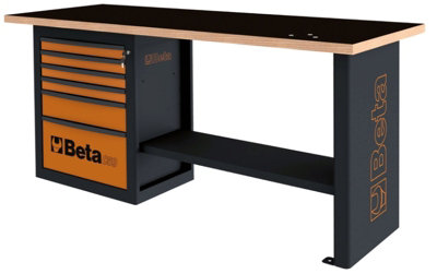 Beta Tools C59A-A Grey Endurance 6-Drawer Single Cab Wood Top Workbench