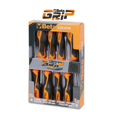 Beta Tools Grip 1263 D10 Phillips Slotted 10-Piece Screwdriver