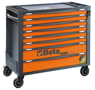 Beta Tools RSC24AXL 8-O Orange Grey Long Mobile 7-Drawer Roller Cab