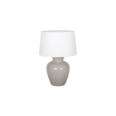 Bethany Dove Grey Crackle Ceramic Table Lamp with Cream Shade