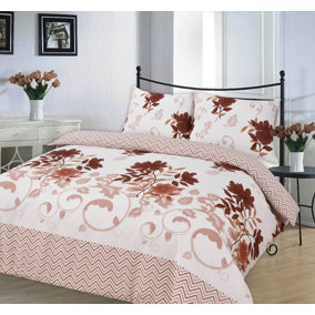 Bethany Floral Print Quilt Reversible Duvet Cover Set With Matching Pillow Cases