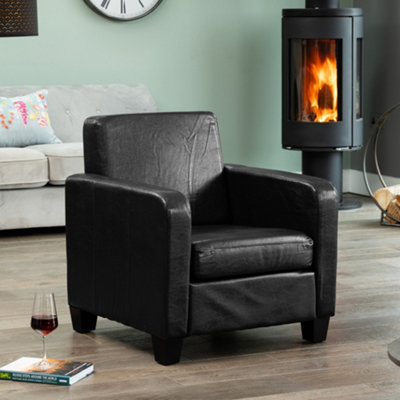 Bethel Faux Leather Armchair - Black