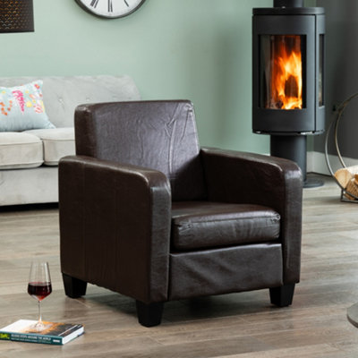 Bethel Faux Leather Armchair - Brown