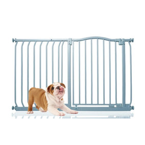 Bettacare Curved Top Dog Gate, 116cm - 125cm, Matt Grey, Pressure Fit Pet Gate for Dog and Puppy, Pet and Dog Barrier