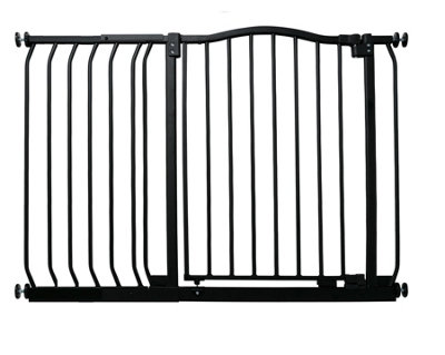 Bettacare Curved Top Dog Gate, 125cm - 134cm, Matt Black, Pressure Fit Pet Gate for Dog and Puppy, Pet and Dog Barrier