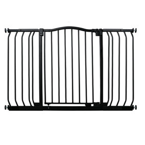 Bettacare Curved Top Dog Gate, 143cm - 152cm, Matt Black, Pressure Fit Pet Gate for Dog and Puppy, Pet and Dog Barrier