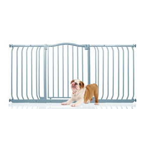Bettacare Curved Top Dog Gate, 152cm - 161cm, Matt Grey, Pressure Fit Pet Gate for Dog and Puppy, Pet and Dog Barrier