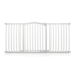 Bettacare Curved Top Dog Gate, 152cm - 161cm, Matt White, Pressure Fit Pet Gate for Dog and Puppy, Pet and Dog Barrier