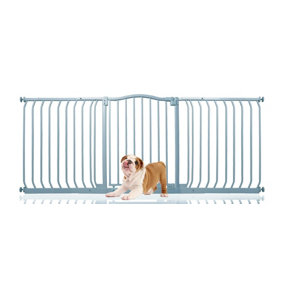 Bettacare Curved Top Dog Gate, 179cm - 188cm, Matt Grey, Pressure Fit Pet Gate for Dog and Puppy, Pet and Dog Barrier