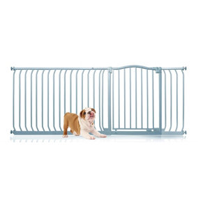 Bettacare Curved Top Dog Gate, 189cm - 198cm, Matt Grey, Pressure Fit Pet Gate for Dog and Puppy, Pet and Dog Barrier