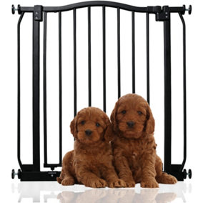 Bettacare Curved Top Dog Gate, 71cm - 80cm, Matt Black, Pressure Fit Pet Gate for Dog and Puppy, Pet and Dog Barrier