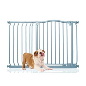 Bettacare Curved Top Dog Gate, 89cm - 98cm, Matt Grey, Pressure Fit Pet Gate for Dog and Puppy, Pet and Dog Barrier