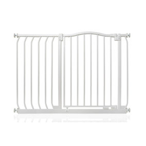 Bettacare Curved Top Dog Gate, 98cm -107cm, Matt White, Pressure Fit Pet Gate for Dog and Puppy, Pet and Dog Barrier