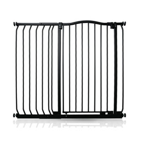 Bettacare Extra Tall Curved Top Dog Gate, 107cm - 116cm, Matt Black, Extra Tall 100cm in Height, Pressure Fit Pet Gate