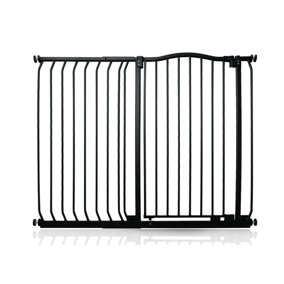 Bettacare Extra Tall Curved Top Dog Gate, 116cm - 125cm, Matt Black, Extra Tall 100cm in Height, Pressure Fit Pet Gate