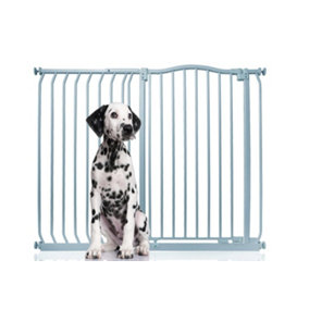 Bettacare Extra Tall Curved Top Dog Gate, 116cm - 125cm, Matt Grey, Extra Tall 100cm in Height, Pressure Fit Pet Gate