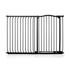 Bettacare Extra Tall Curved Top Dog Gate, 134cm - 143cm, Matt Black, Extra Tall 100cm in Height, Pressure Fit Pet Gate