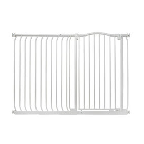 Bettacare Extra Tall Curved Top Dog Gate, 134cm - 143cm, Matt White, Extra Tall 100cm in Height, Pressure Fit Pet Gate