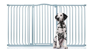 Bettacare Extra Tall Curved Top Dog Gate, 170cm - 179cm, Matt Grey, Extra Tall 100cm in Height, Pressure Fit Pet Gate