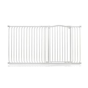 Bettacare Extra Tall Curved Top Dog Gate, 189cm - 198cm, Matt White, Extra Tall 100cm in Height, Pressure Fit Pet Gate