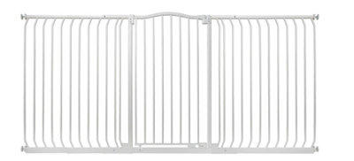 Bettacare Extra Tall Curved Top Dog Gate, 197cm - 206cm, Matt White, Extra Tall 100cm in Height, Pressure Fit Pet Gate