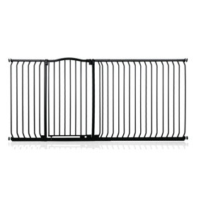 Bettacare Extra Tall Curved Top Dog Gate, 198cm - 207cm, Matt Black, Extra Tall 100cm in Height, Pressure Fit Pet Gate