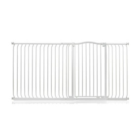 Bettacare Extra Tall Curved Top Dog Gate, 198cm - 207cm, Matt White, Extra Tall 100cm in Height, Pressure Fit Pet Gate