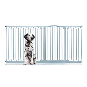Bettacare Extra Tall Curved Top Dog Gate, 207cm - 216cm, Matt Grey, Extra Tall 100cm in Height, Pressure Fit Pet Gate