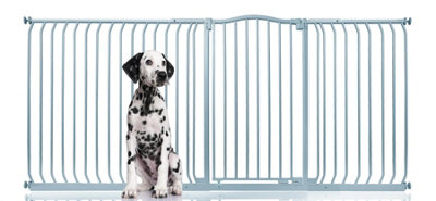 Bettacare Extra Tall Curved Top Dog Gate, 216cm - 225cm, Matt Grey, Extra Tall 100cm in Height, Pressure Fit Pet Gate