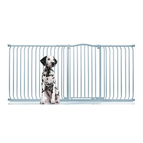 Bettacare Extra Tall Curved Top Dog Gate, 216cm - 225cm, Matt Grey, Extra Tall 100cm in Height, Pressure Fit Pet Gate