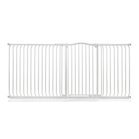 Bettacare Extra Tall Curved Top Dog Gate, 216cm - 225cm, Matt White, Extra Tall 100cm in Height, Pressure Fit Pet Gate
