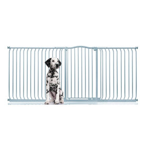 Bettacare Extra Tall Curved Top Dog Gate, 225cm - 234cm, Matt Grey, Extra Tall 100cm in Height, Pressure Fit Pet Gate