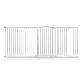 Bettacare Extra Tall Curved Top Dog Gate, 225cm - 234cm, Matt White, Extra Tall 100cm in Height, Pressure Fit Pet Gate