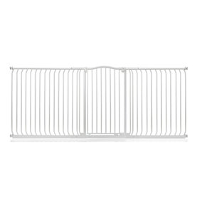 Bettacare Extra Tall Curved Top Dog Gate, 234cm - 243cm, Matt White, Extra Tall 100cm in Height, Pressure Fit Pet Gate