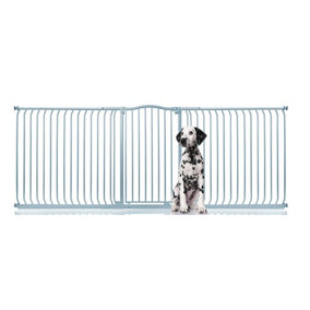 Bettacare Extra Tall Curved Top Dog Gate, 271cm - 280cm, Matt Grey, Extra Tall 100cm in Height, Pressure Fit Pet Gate