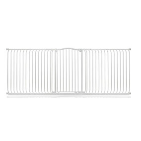 Bettacare Extra Tall Curved Top Dog Gate, 271cm - 280cm, Matt White, Extra Tall 100cm in Height, Pressure Fit Pet Gate