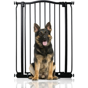Bettacare Extra Tall Curved Top Dog Gate, 71cm - 80cm, Matt Black, Extra Tall 100cm in Height, Pressure Fit Pet Gate