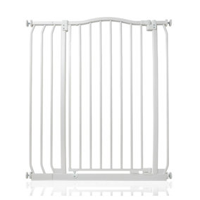 Bettacare Extra Tall Curved Top Dog Gate, 80cm - 89cm, Matt White, Extra Tall 100cm in Height, Pressure Fit Pet Gate