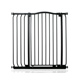 Bettacare Extra Tall Curved Top Dog Gate, 89cm - 98cm, Matt Black, Extra Tall 100cm in Height, Pressure Fit Pet Gate
