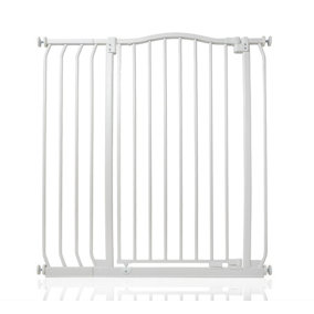 Bettacare Extra Tall Curved Top Dog Gate, 89cm - 98cm, Matt White, Extra Tall 100cm in Height, Pressure Fit Pet Gate
