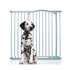 Bettacare Extra Tall Curved Top Dog Gate, 98cm - 107cm, Matt Grey, Extra Tall 100cm in Height, Pressure Fit Pet Gate