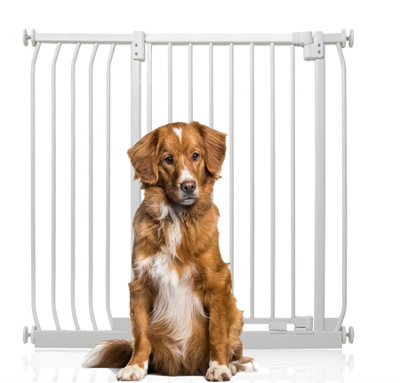 Bettacare Extra Tall Elite Dog Gate, 98cm - 107cm, Matt White, Extra Tall 96.8cm in Height, Pressure Fit Pet Gate