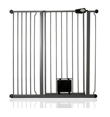 Bettacare Pet Gate with Lockable Cat Flap, 107.4cm 115cm, Slate Grey