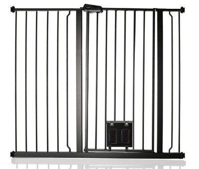 Bettacare Pet Gate with Lockable Cat Flap, 113.8cm 121.4cm, Black