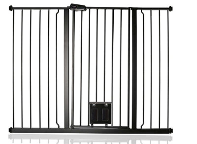 Bettacare Pet Gate with Lockable Cat Flap, 126.7cm 134.3cm, Black