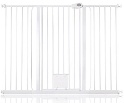 Bettacare Pet Gate with Lockable Cat Flap, 139.8cm 147.4cm, White