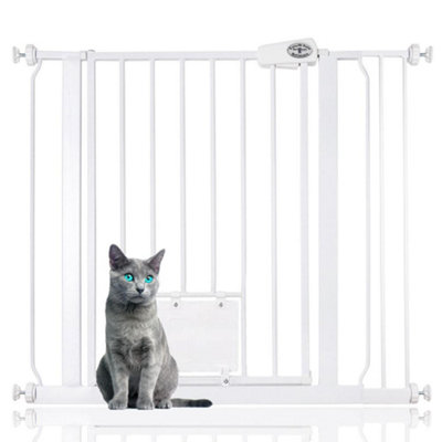 Bettacare Pet Gate with Lockable Cat Flap, 87.9cm 95.5cm, White, 75cm