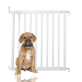 Bettacare Simply Secure Wooden Screw Fit Gate, 72cm - 79cm, White, Wooden Dog Gate Gate, Screw Fit Pet Stair Gate, Puppy Gate