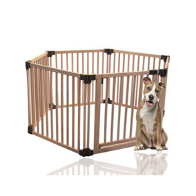 Bettacare Wooden Pet Pen, Hexagon, 6 x 80cm, Natural Wood, Dog Pen for Pets Dogs and Puppy, Dog Playpen